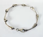 MODERNIST 925 STERLING SILVER TEARDROP SHAPED LINK 7.5 " BRACELET 13.6 g