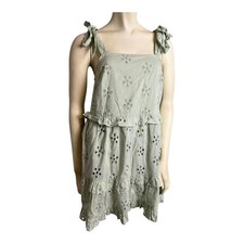 Asos Design Light Green Laser Cut Eyelet Lace Sun Dress 4  Mini Boho Coquette