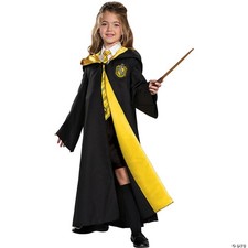 Disguise Harry Potter Hufflepuff Robe Deluxe Children's Costume Accessory, Black