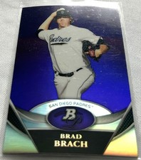 2011 Bowman Platinum Baseball Brad Brach San Diego Padres Purple Refractor BPP70