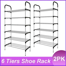 6 Tier Shoe Rack Organizer Storage Pairs Shoes Shelves Space 50 Pairs Standing