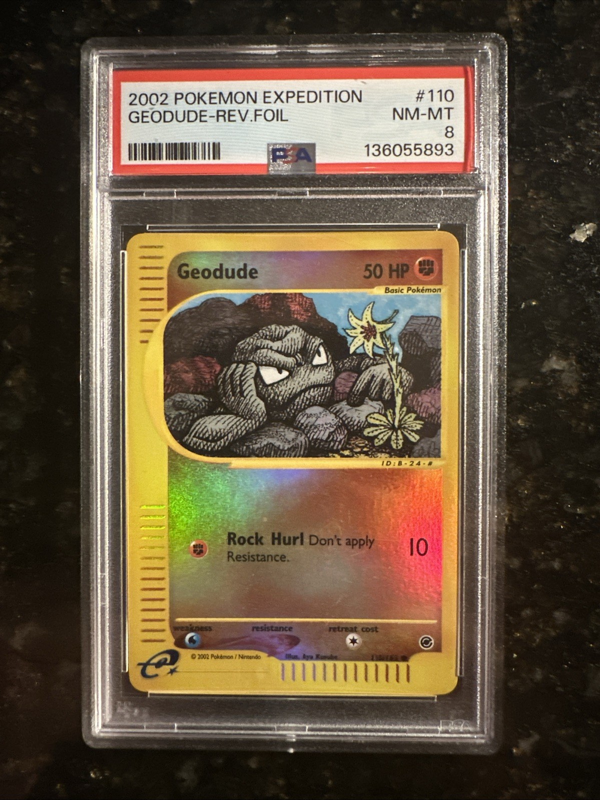 Geodude 110/165 Reverse Holo Foil PSA 8 - 2002 Pokemon Expedition E-reader