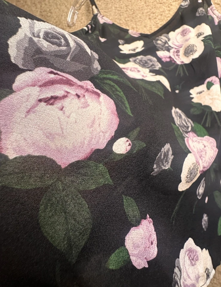 EQUIPAMIENTO Layla 100% Seda Floral Oscuro Camisola Camiseta sin mangas Mujer S P Capa Capricho Foto 3 de 4