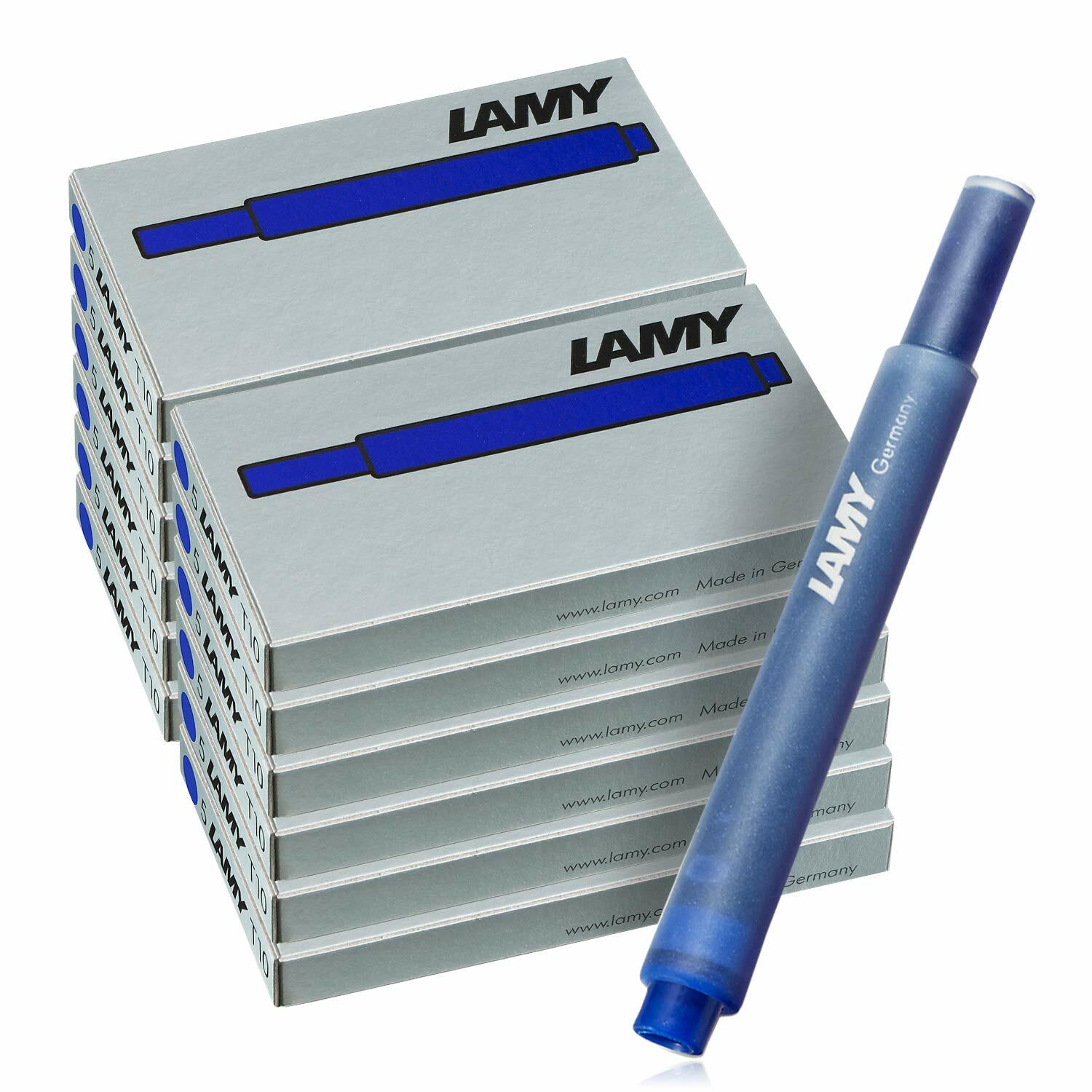 LAMY Blue T10 Fountain Pen Ink Cartridges, 10 Packs (50 Cartridges) - New