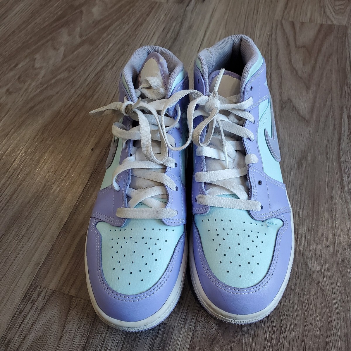 Air Jordan 1 Mid Purple Aqua MENS 554724-500 GS Size 5.5Y | eBay display picture 3