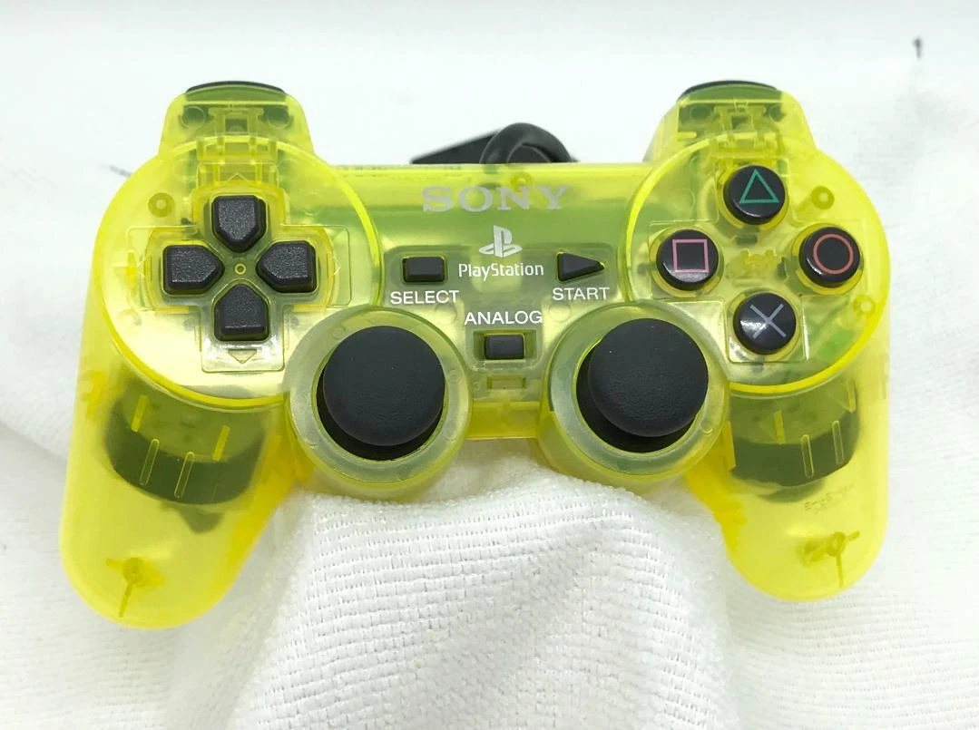 Official SONY PlayStation 2 Clear Lemon Yellow Controller PS2