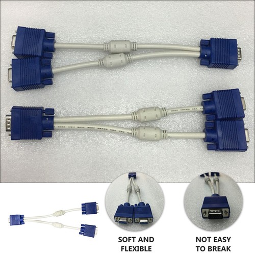 2 PCS VGA Video Cable Monitor Computer Splitter for Dual Monitors - Afbeelding 11 van 12