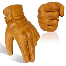 Guanti Moto In Pelle Estivi Vintage Custom Cafe Protettivi waxed Omologati CE