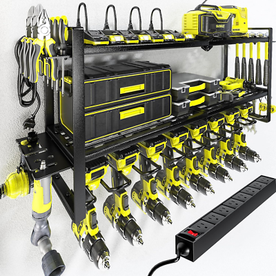 #ad Power Tool Organizer with Charging Station. 8 Drill Holder 3 Layers Tool Storage $91.77