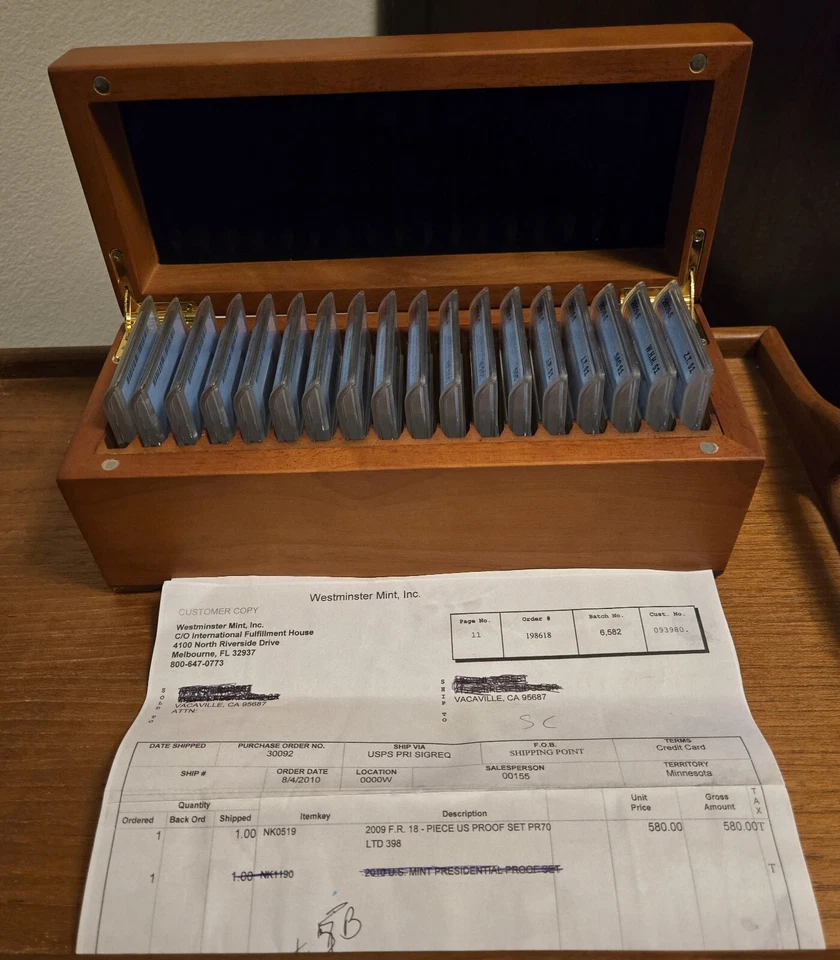 2009 S 18-Coin Proof Set ANACS PR70 DCAM FIRST Release w/Wood Presentation Box - Image 2 of 4
