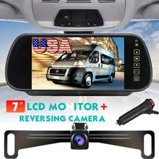 7"TFT LCD Car Rear View Mirror Monitor System Night Vision Backup Camera Parking