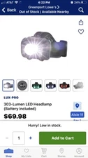 6 Pack: Lux Pro Headlamp 303 Lumens Multi-Color LED White Red Green NIB