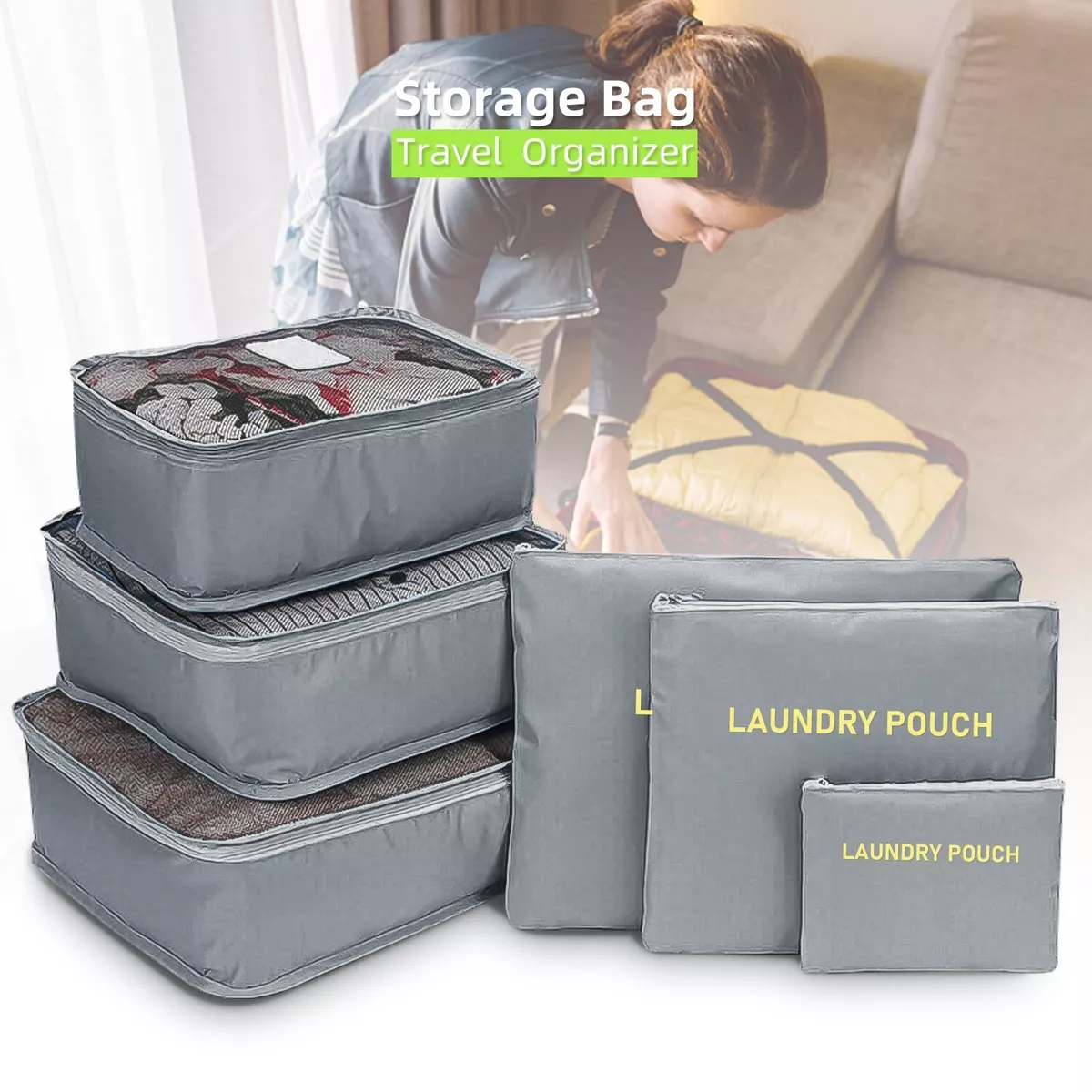 Packing Cubes 8/6Pcs Travel Luggage Packing Organizers Set with Toiletry  Bag Cosmetic Makeup Bag Clothes Organizer Hanging Bag