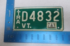 Vermont License Plate Tag 1971 71 VT Trailer Natural Sticker D4832