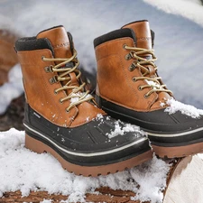 Men's Insulated Waterproof Snow Boots Warm Fur Lined Outdoor Snow Ski Boots