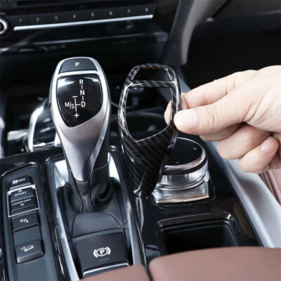 Carbon Fiber Black Gear Selector Shift Knob Trim Cover For 2014-2018 BMW X5 F15