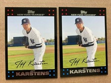 JEFF KARSTENS Lot of 2  2007 Topps Update base & Red Back #UH87 NEW YORK YANKEES