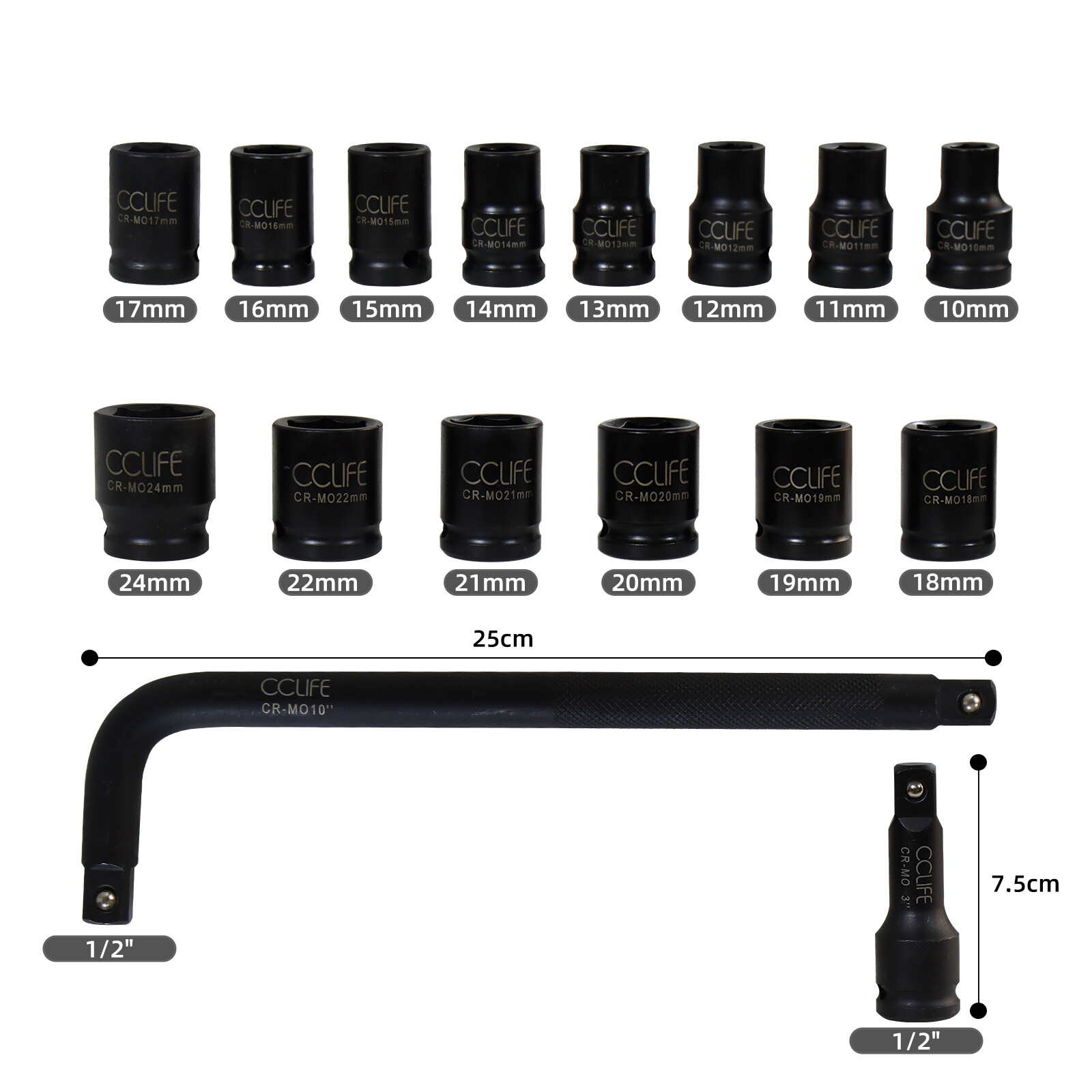 4-teiliges Schlagschrauber-Nuss-Set, 1/2'' Antrieb, 30–36mm, Aus Cr-Mo-Stahl – Robust & Abriebfest, Mit Aufbewahrungsbox