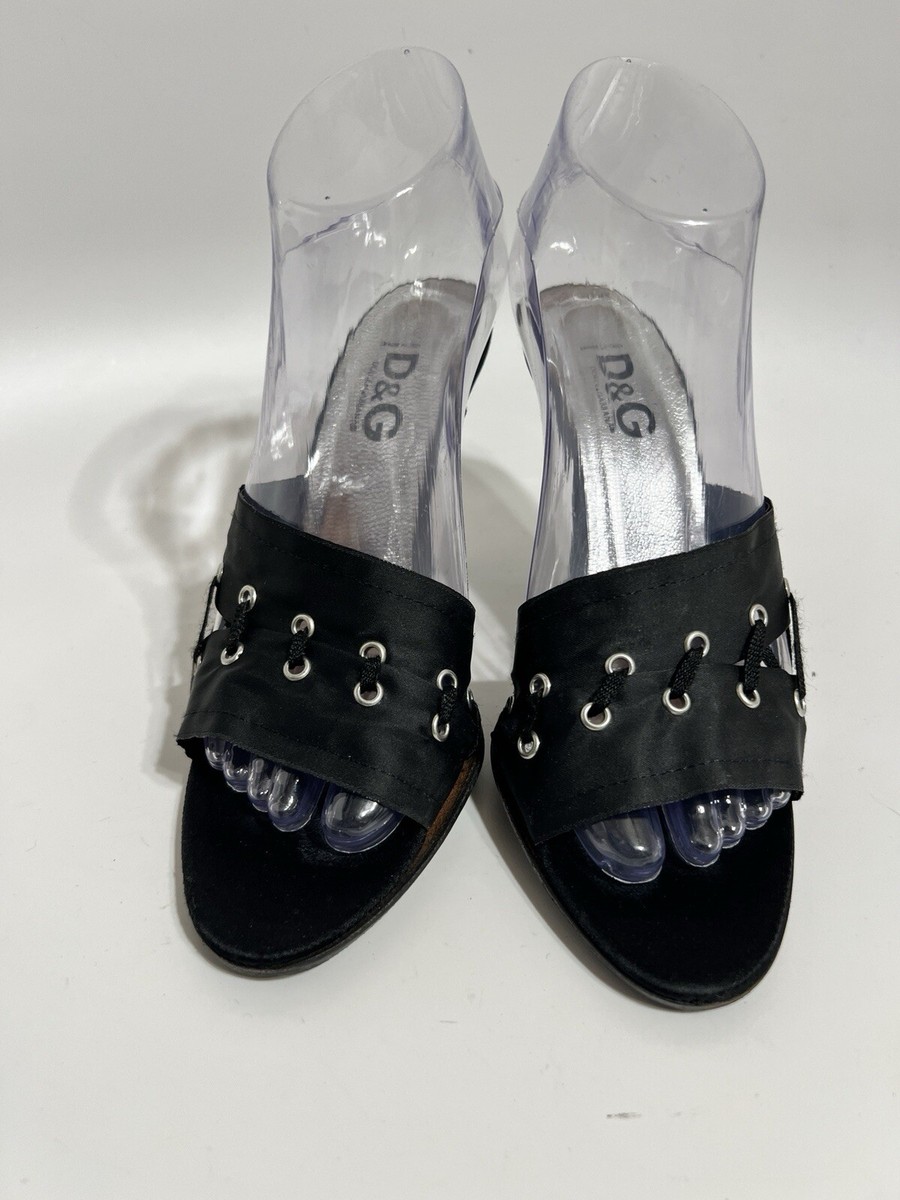 美品 Dolce&Gabbana レディース 36 パンプス 靴 ブラック DOLCE & GABBANA Shoes Black Leather Floral Lace Dress Formal