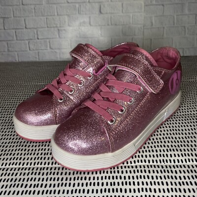Heelys Girl's Pink Glitter Roller Skate Trainers Shoes Size UK