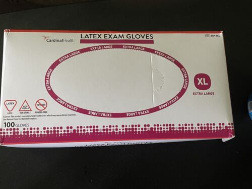 LATEX EXAM XL GLOVES 2 BOXES 100 CT SALE CARDINAL HEALTH POWDER FREE NON-STERILE