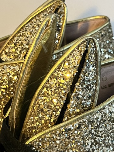 Minna Parikka Bunny Ears Sneaker •Women 40 /US 9• Gold Glitter Black Hi Top - Picture 11 of 15