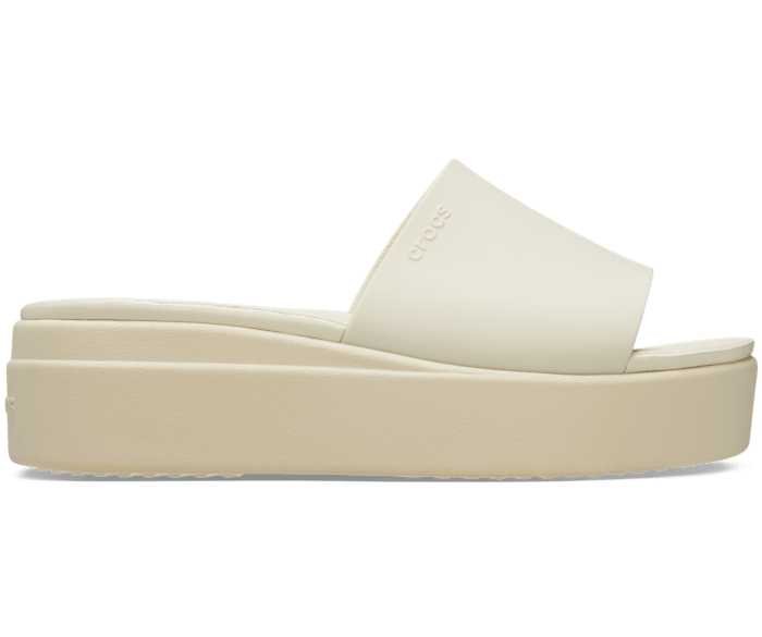 Crocs Women Brooklyn Slide Low Wedge Bone Casual Sandals