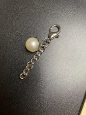 Silver Color Zipper Pull Purse Charm Faux Pearl DIY New