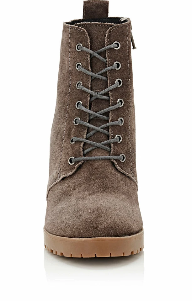 BARNEYS NEW YORK TALLA 8 (39) NUEVO $395 Gris Gamuza Encaje y Cremallera Botines Botas Foto 4 de 4