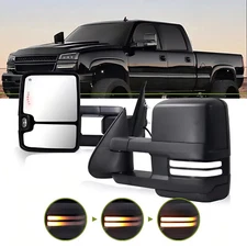 For 2003-2006 Chevy Silverado &GMC Sierra Smoked Switchback Heated Tow Mirrors