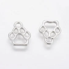 6 Paw Print Charms Antiqued Silver Dog Paw Pendants 13mm 