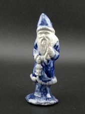 Vintage Christmas 1997 Santa Claus Ornament Rowe Pottery Works Salt Glazed 3 5/8