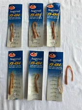 6 Vintage Mann’s Augertail With FS-454 Fishing Worm Lures, Gold