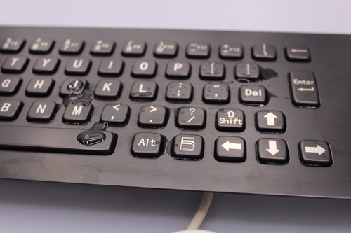 Ruggedized Waterproof Panel Mount Keyboard With Trackball Black Metal keyboard - Picture 6 of 9