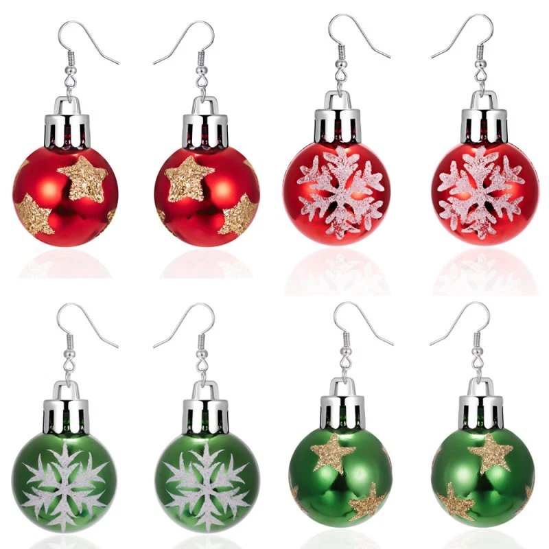 Fashion Christmas Snowflake Star Ball Earrings Drop Dangle Women