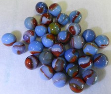 19309m Vintage Group of 30 Peltier Glass Marbles .58 to .66 Inches