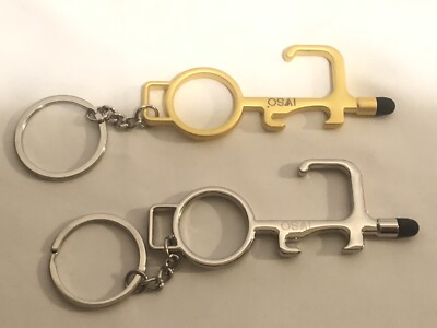 (2) OSAI-Touchless Door/Bottle Opener W/Stylus- Keychains 