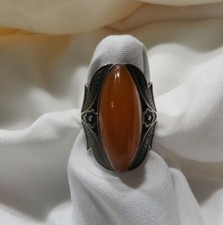 HUGE .875 silver Russian 9RK Butterscotch Egg yolk Amber ring OLD s: 7