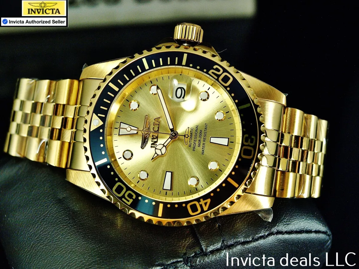 Invicta Men&#039;s Pro Diver NH35 JUBILEE Gold Dial Tone SS Watch | eBay