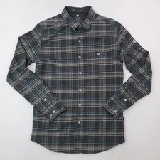 Kuhl Shirt Mens Medium Gray Blue Independent Flannel Tartan Plaid Slim Fit