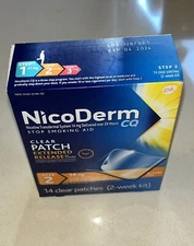 NicoDerm CQ Clear Nicotine Patches Step 2 14mg 14ct Quit Smoking Aid Exp:4/2024