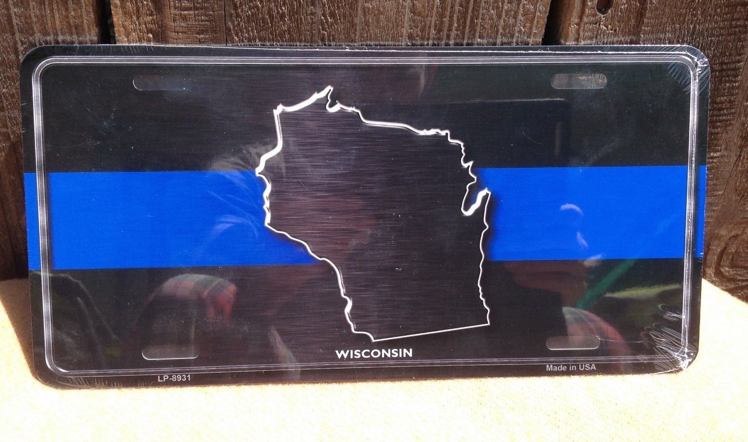 Wisconsin Thin Blue Line Police Auto Car Truck Tag Metal Novelty