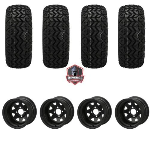 12" Black Steel Golf Cart Wheels and Tires Combo (20x10-12) Set of 4 Foto 2 de 4
