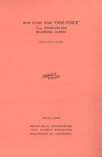 Auricon Cine-Voice 16mm Sound Recording Camera Instruction Manual Reprint