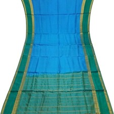 Vintage Blue Sarees 100 Pure Silk Zari Handwoven Premium Sari 5YD Craft Fabric