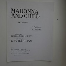song sheet MADONNA AND CHILD a carol, in F, Erich H Thiman