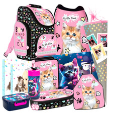 Katze Cat 11 Teile* Set SCHULRANZEN Ranzen Federmappe TASCHE Tornister Schultüte