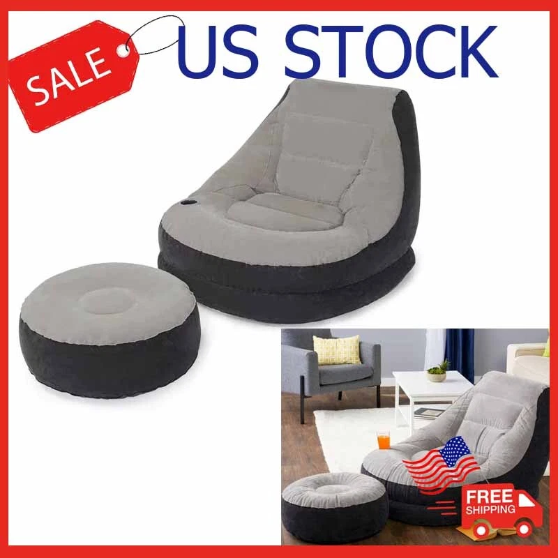 Intex inflatable ultra lounge chair with cup holder and sale ottoman set