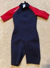Wet Suite Short TriBord Back Zip Oxylane Youth Size 10 Red Black Swim