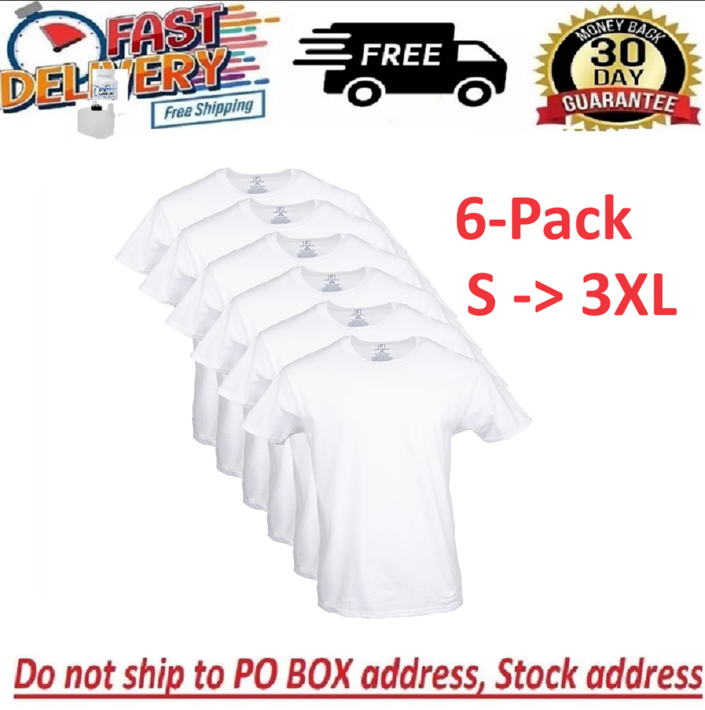George Men's ultra soft Crew T-shirts , 6-Pack Size FROM S To 3XL
